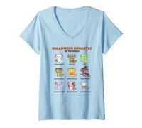 Womens Cute Spooky Axolotls | Kawaii Halloween Animal Lovers V-Neck T-Shirt