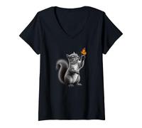 Women's Cute Squirrel Butterfly Wildlife Nature Lover V-Neck T-Shirt
