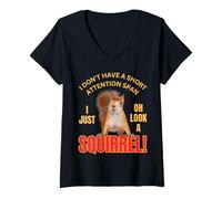 Womens Cute Squirrel I Don't Have A Short Attention Span Funny V-Neck T-Shirt