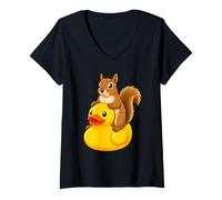 Women's Cute Squirrel Rubber Duck V-Neck T-Shirt