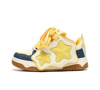 Womens Cute Star Platform Trainers Lightweight Comfort Walking Shoes Y2K Breathable Fashion Sneakers Yellow Blue 4