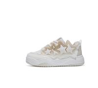 Womens Cute Star Platform Trainers Lightweight Comfort Walking Shoes Y2K Breathable Fashion Sneakers White Khaki 6.5