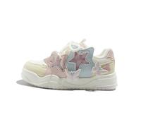 Womens Cute Star Platform Trainers Lightweight Comfort Walking Shoes Y2K Breathable Fashion Sneakers Pink Blue 4.5