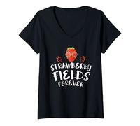 Womens Cute Strawberry Fields Forever Strawberry Fans gift V-Neck T-Shirt