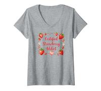 Womens Cute Strawberry Lover, Summer Berry, Farmer's Market, Foodie V-Neck T-Shirt