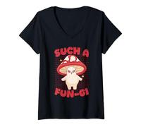 Women's Cute Such A Fun-Gi Mushroom Pun Kawaii Fungi V-Neck T-Shirt
