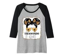 Womens Cute Taekwondo Girl Bleached Leopard Taekwondo Lover Girls Raglan Baseball Tee