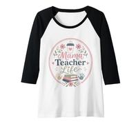 Womens Cute Teacher Mom Coffee School Floral Classroom Mom Life Raglan Baseball Tee