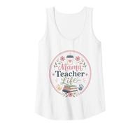 Womens Cute Teacher Mom Coffee School Floral Classroom Mom Life Tank Top