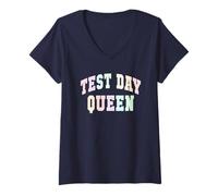 Women's Cute Test Day Queen Testing Testing Teacher Science Bruh V-Neck T-Shirt