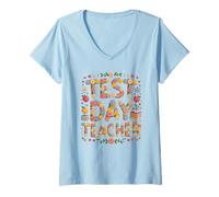 Women's Cute Test Day Teacher Bruh History Science Warrior V-Neck T-Shirt