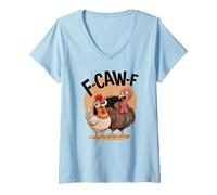 Womens Cute Thanksgiving F-CAW-F Gag Turkey I'm A Delight Gobble V-Neck T-Shirt