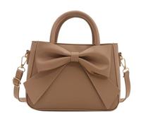 Women's Cute Top-Handle Bag, PU Crossbody Bag, Bow Design and Lightweight, Applies to Daily Use, Outfits and Casual Occasions (khaki,22 * 9 * 16cm)