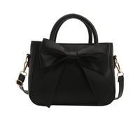 Women's Cute Top-Handle Bag, PU Crossbody Bag, Bow Design and Lightweight, Applies to Daily Use, Outfits and Casual Occasions (black,22 * 9 * 16cm)