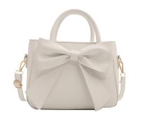 Women's Cute Top-Handle Bag, PU Crossbody Bag, Bow Design and Lightweight, Applies to Daily Use, Outfits and Casual Occasions (White,22 * 9 * 16cm)
