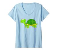 Women's Cute Turtle Drawing Dinosaurs Hand Drawn Back to School V-Neck T-Shirt