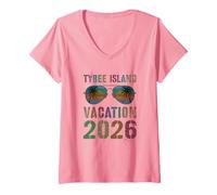 Women's Cute Tybee Island Vacation 2026 Trip Swim Vacay Matching V-Neck T-Shirt