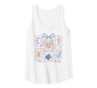 Womens Cute Underwater Sea Life Stamps with Jellyfish and Seahorses Tank Top