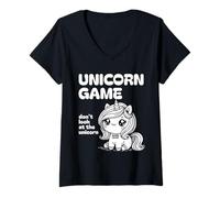 Womens Cute Unicorn Game Girls Women Kids Funny Kawaii Stuff V-Neck T-Shirt