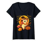 Womens Cute Unicorn Witch Pumpkin Halloween Costume Boys Girls V-Neck T-Shirt