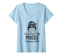 Womens Cute Until My Pisces Comes Out Month Humor Pisces V-Neck T-Shirt
