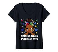 Women's Cute Vincent Girl Heritage British Born Vincentian Roots V-Neck T-Shirt