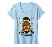 Women's Cute Vincentian Princess Girl Roots Vincent Flag Heritage V-Neck T-Shirt