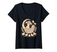 Women's Cute Vintage Chicken Sleeping Under A Starry Celestial Sky V-Neck T-Shirt