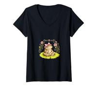 Women's Cute Vintage Frog Toad Introvert Dreaming Storybook Graphic V-Neck T-Shirt