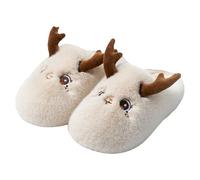 Women's Cute Warm Memory F am Slippers Comfortable Cute House Shoes Lightweight Winter Fuzzy Christmas Slippers (Beige, 6)