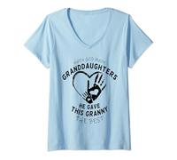 Womens Cute When God Made Granddaughters Gave Best To GRANNY V-Neck T-Shirt