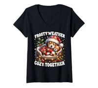 Womens Cute Winter Sayings for Beagle Owners with Christmas Vibes V-Neck T-Shirt