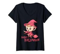 Womens Cute Witch Ballerina Cappuccino Italian Brainrot Halloween V-Neck T-Shirt