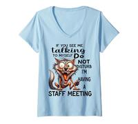 Womens Cute Wolf If You See Me Talking to Myself V-Neck T-Shirt