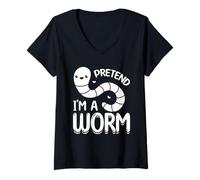 Women's Cute Worm Composting Worm Lover Pretend I'm A Worm V-Neck T-Shirt