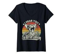 Womens Cute Yawn Devon Rex I Hear You I'm Just Not Listening Retro V-Neck T-Shirt