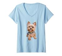 Womens Cute Yorkshire Terrier Dog Lovers V-Neck T-Shirt