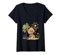 Womens Cute Yorkshire Terrier Dog Planting Flowers Earth Day Puppy V-Neck T-Shirt
