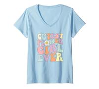 Womens Cutest Flower Girl Ever For Girls Kids Flower Lovers V-Neck T-Shirt
