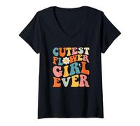 Womens Cutest Flower Girl Ever For Girls Kids Flower Lovers V-Neck T-Shirt