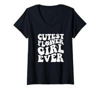 Womens Cutest Flower Girl Ever For Girls Kids Flower Lovers V-Neck T-Shirt