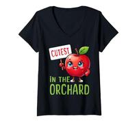 Women's Cutest in The Orchard Apple Picker Love Apple Picking Kids V-Neck T-Shirt