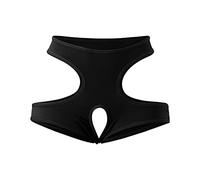 Womens Cutout Knickers Sexy Snap Crotch Underwear Hipster Panties for Ladies Cheeky Cotton Crotch Crisscross Strappy Boyshorts Panties Black