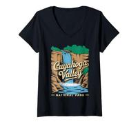 Womens Cuyahoga Valley National Park Waterfall Scenic V-Neck T-Shirt