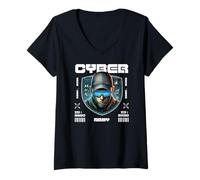 Women's Cyber Army Sci Fi Futuristic Soldier ID 3450 V-Neck T-Shirt