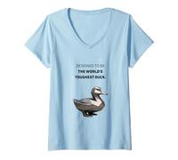 Womens Cyber Duck - World’s Toughest Duck - Polygonal Titanium Bird V-Neck T-Shirt