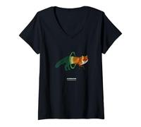 Womens Cyber Fox- Futuristic Portal Escape Design V-Neck T-Shirt