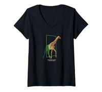 Womens Cyber Giraffe - Futuristic Portal Escape Design V-Neck T-Shirt