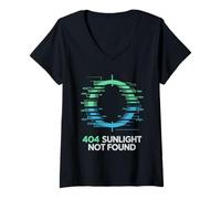 Womens Cyber Goth 404 Sunlight Not Found Techno Glitch V-Neck T-Shirt