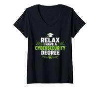 Women's Cyber Security Degree Funny IT Security Ethical Hacker V-Neck T-Shirt
